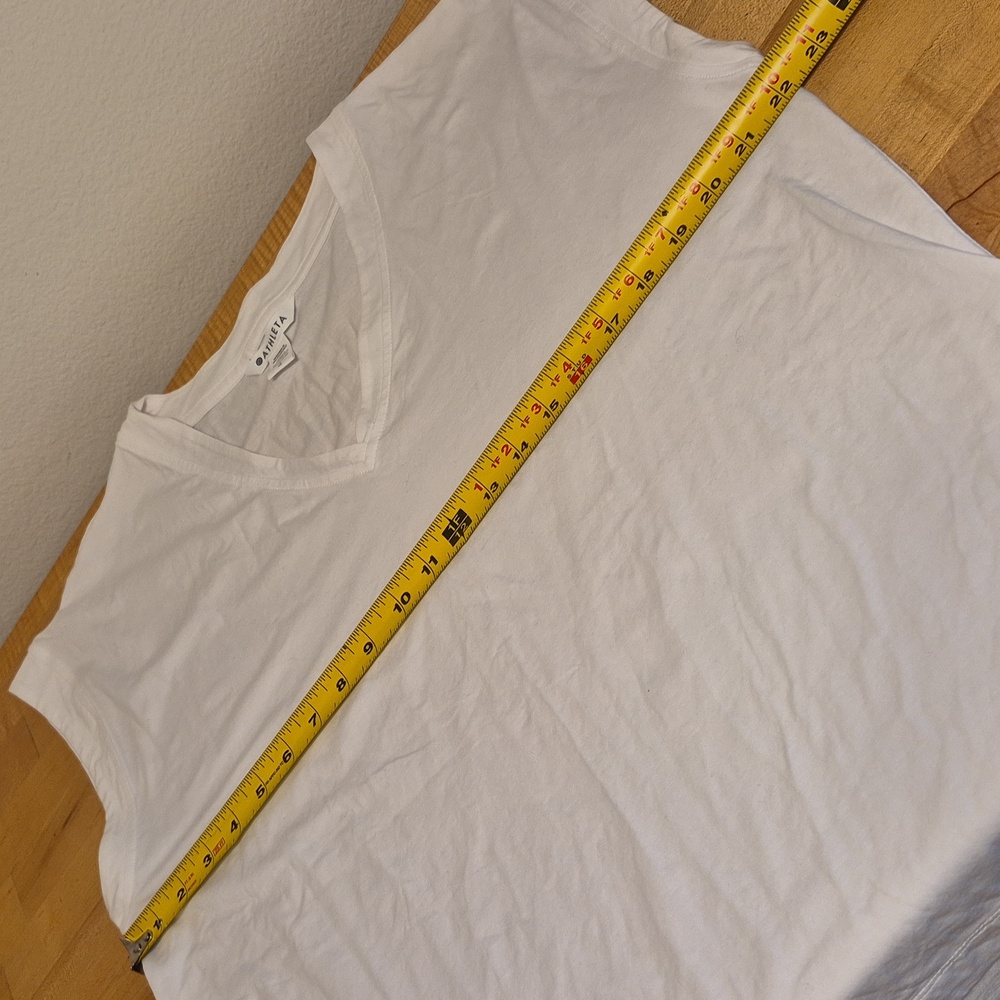 Athleta White Short Sleeve V Neck Shirt - Picture 4 of 7